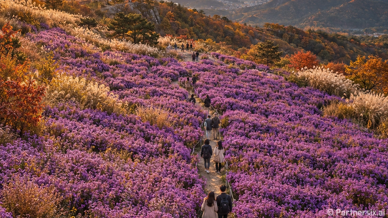 노을 물든 감악산 …