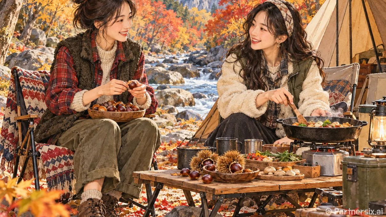 단풍 아래 거창 숲캠핑
