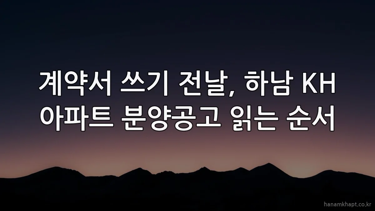 계약서 쓰기 전날, 하남 KH 아파트 분양공고 읽는 순서