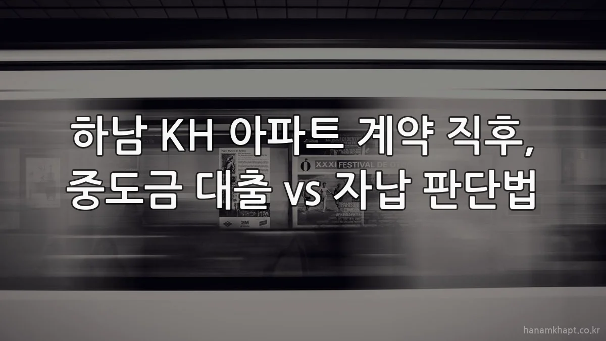 하남 KH 아파트 계약 직후, 중도금 대출 vs 자납 판단법