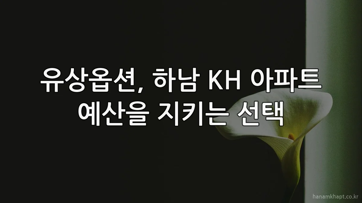 유상옵션, 하남 KH 아파트 예산을 지키는 선택
