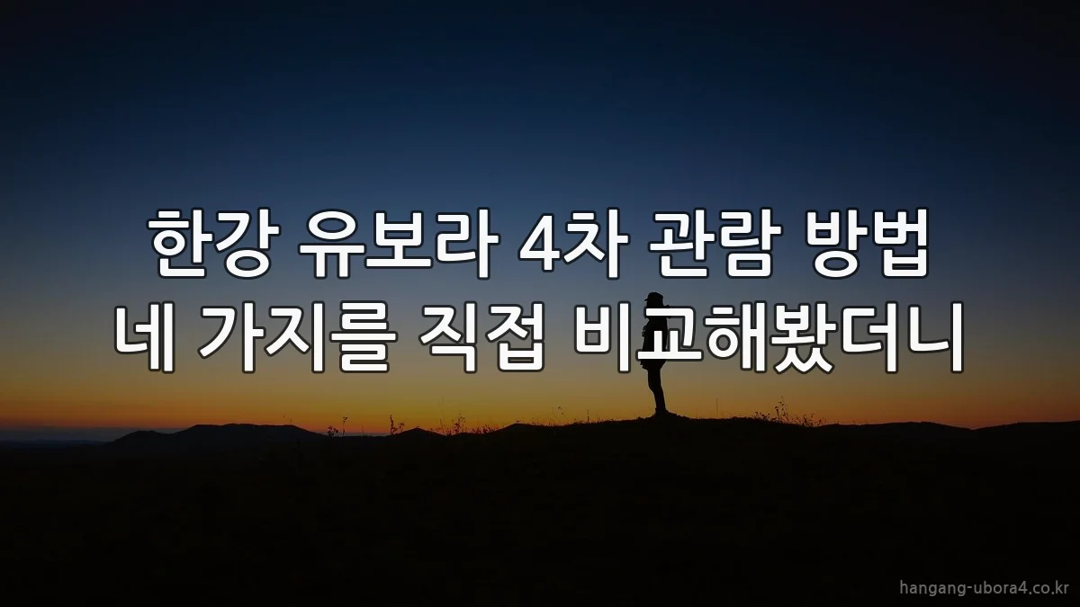 한강 유보라 4차 관람 방법 네 가지를 직접 비교해봤더니