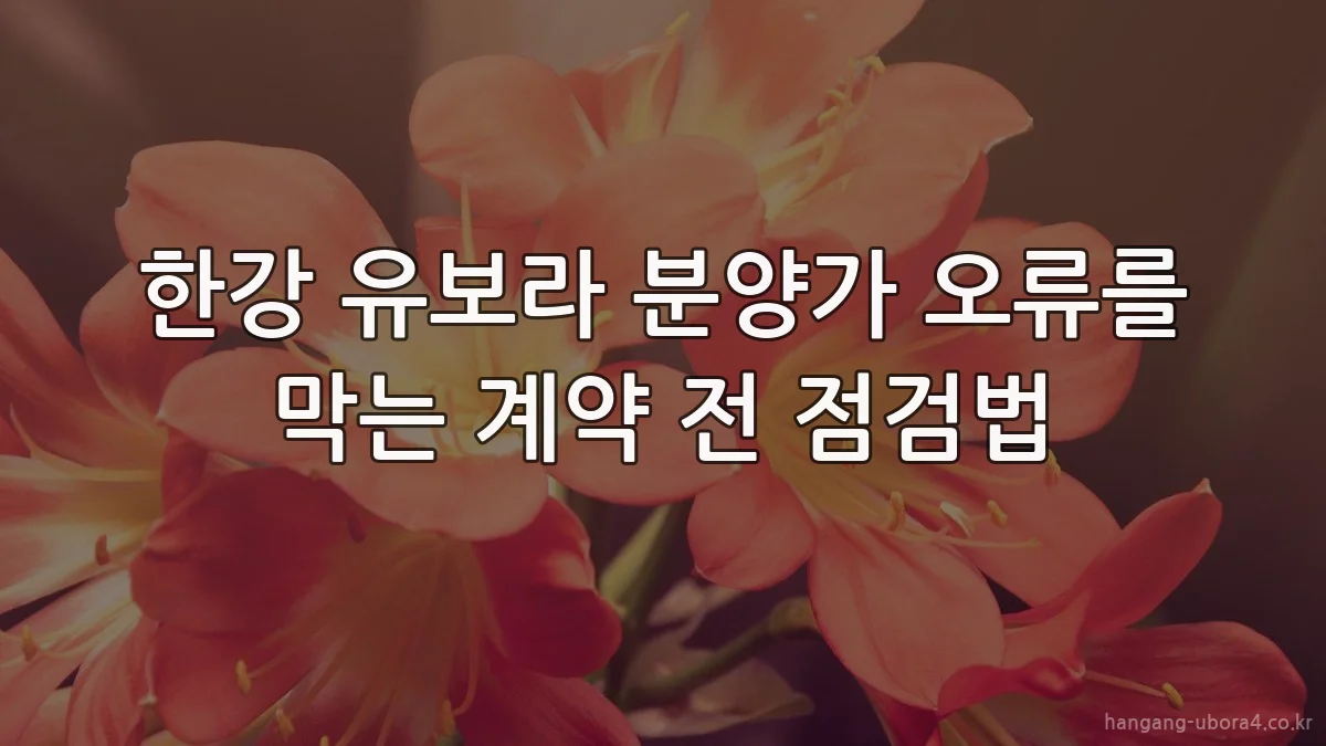 한강 유보라 분양가 오류를 막는 계약 전 점검법
