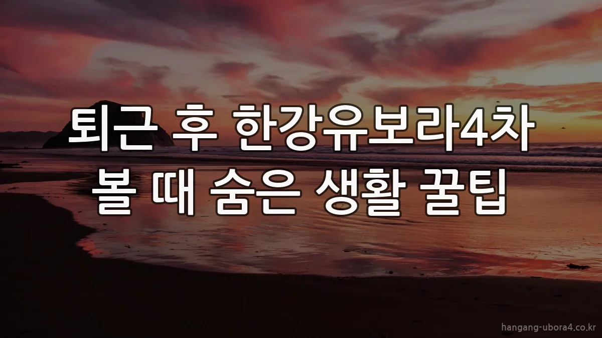 퇴근 후 한강유보라4차 볼 때 숨은 생활 꿀팁