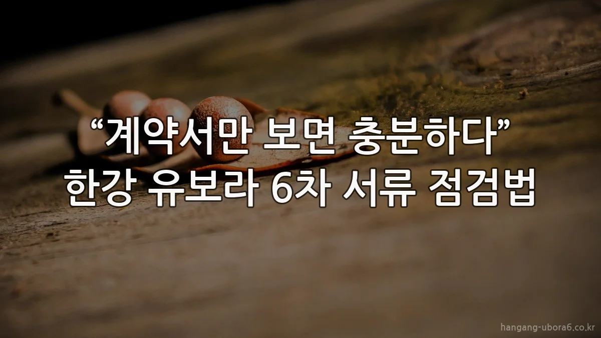 “계약서만 보면 충분하다” 한강 유보라 6차 서류 점검법
