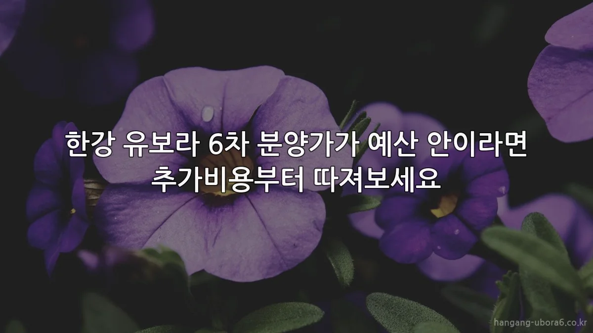한강 유보라 6차 분양가가 예산 안이라면 추가비용부터 따져보세요