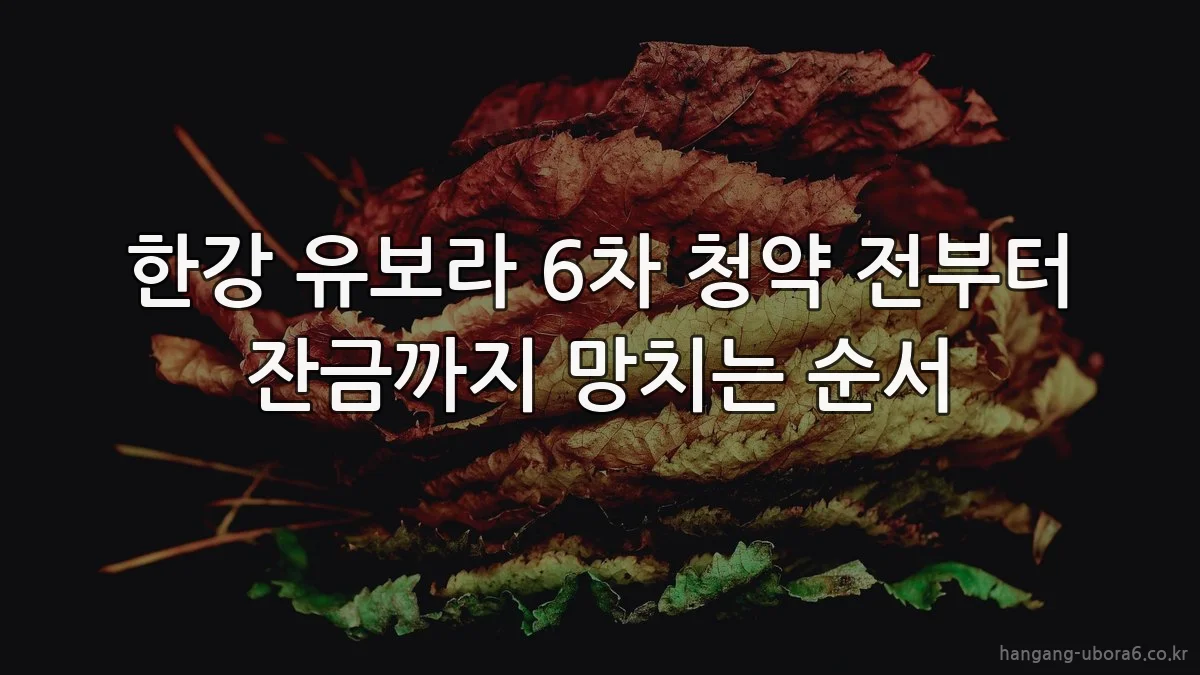 한강 유보라 6차 청약 전부터 잔금까지 망치는 순서