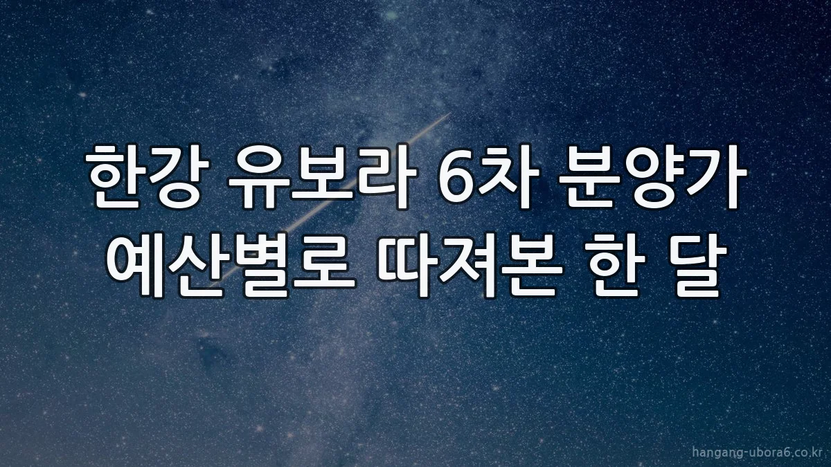 한강 유보라 6차 분양가 예산별로 따져본 한 달