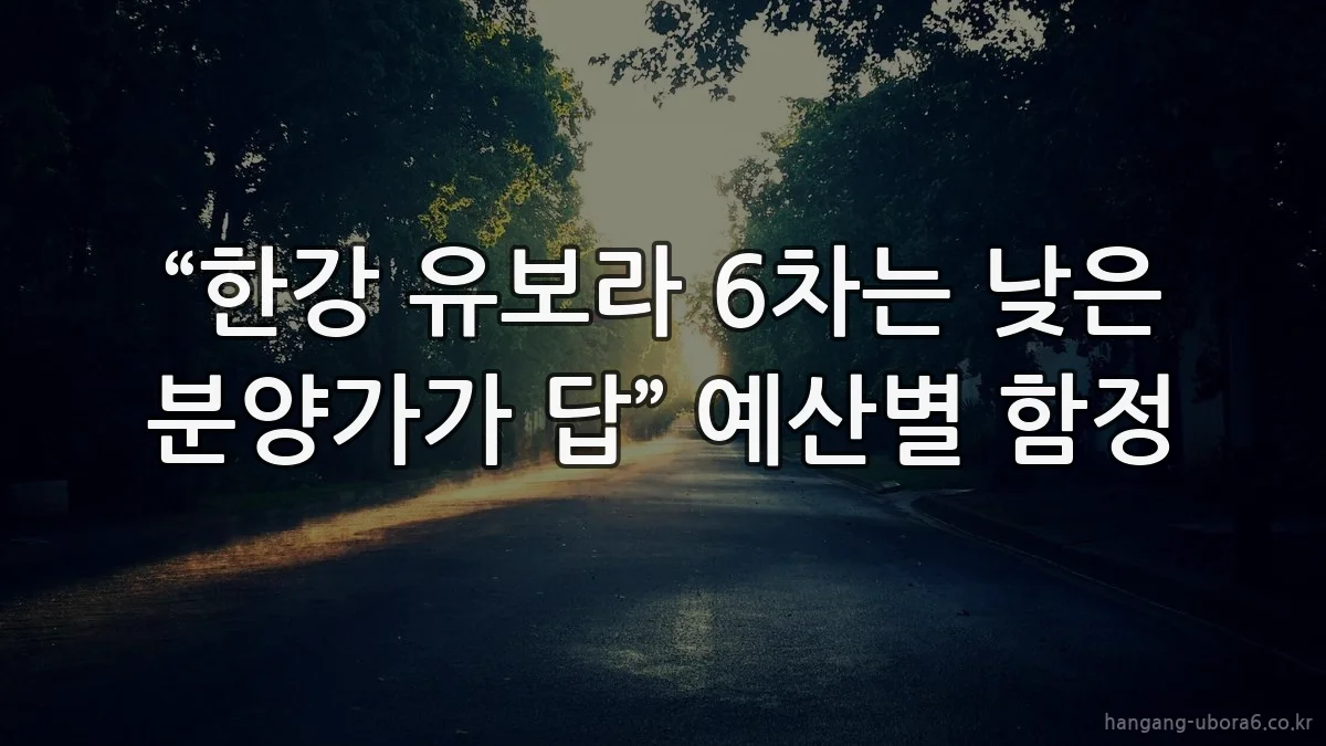 “한강 유보라 6차는 낮은 분양가가 답” 예산별 함정