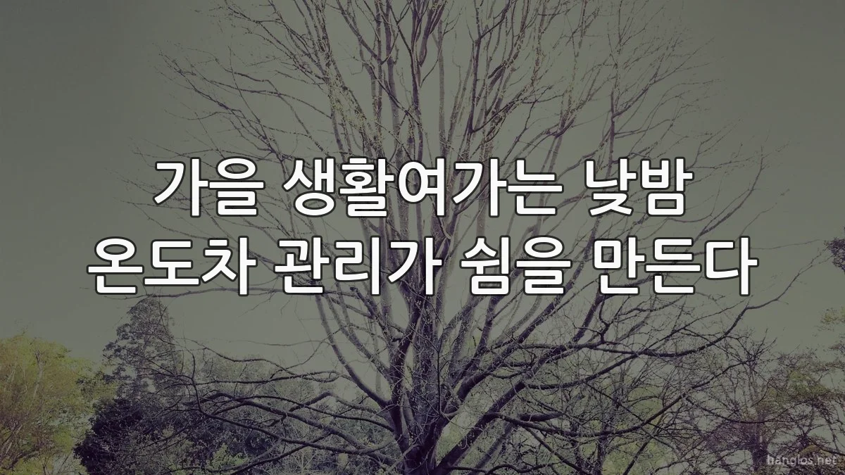 가을 생활여가는 낮밤 온도차 관리가 쉼을 만든다