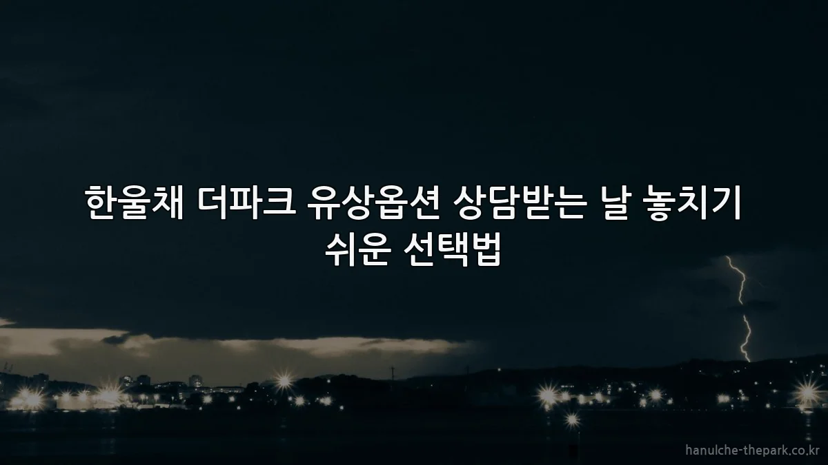 한울채 더파크 유상옵션 상담받는 날 놓치기 쉬운 선택법