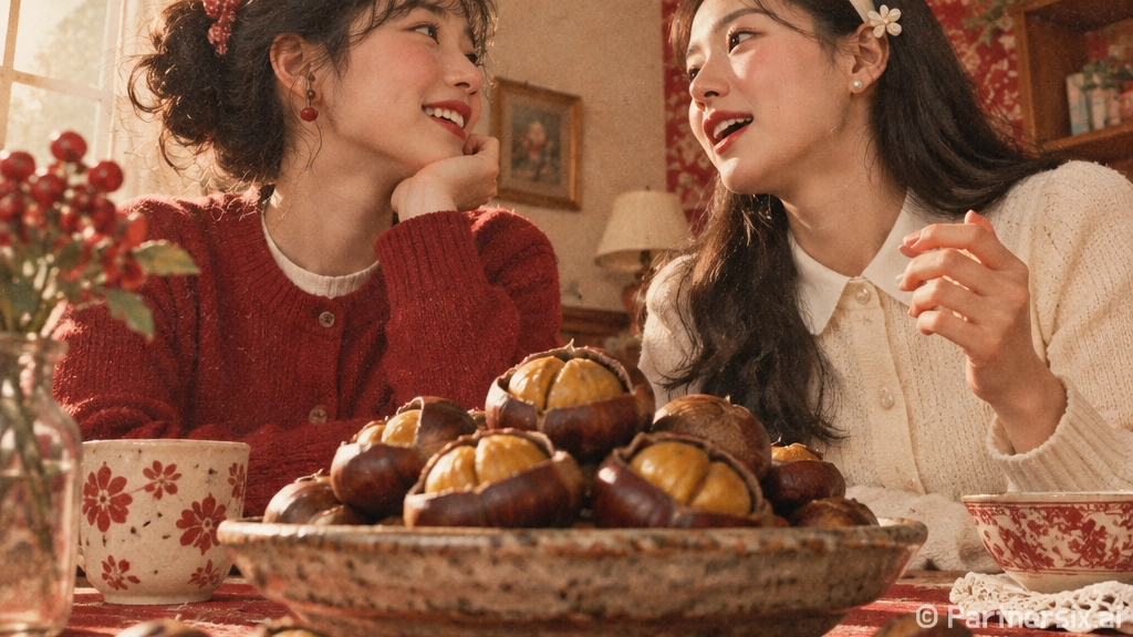 강아지가 밤을 먹어…