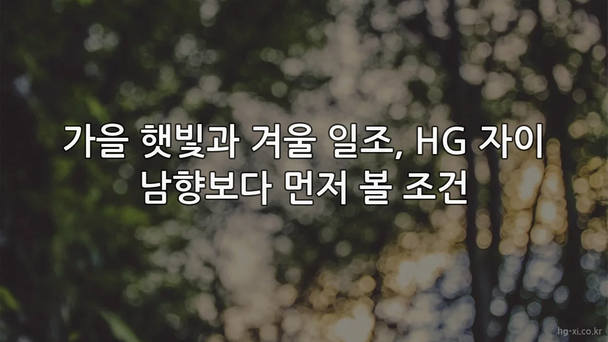 가을 햇빛과 겨울 일조, HG 자이 남향보다 먼저 볼 조건