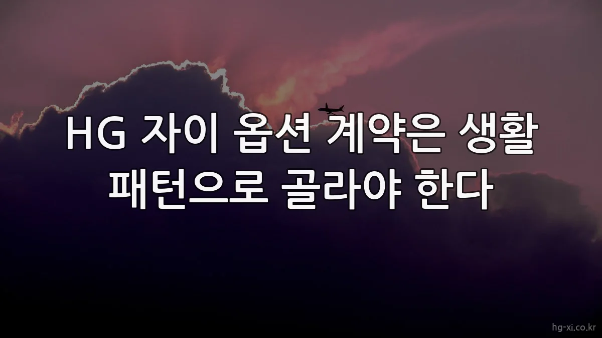 HG 자이 옵션 계약은 생활 패턴으로 골라야 한다