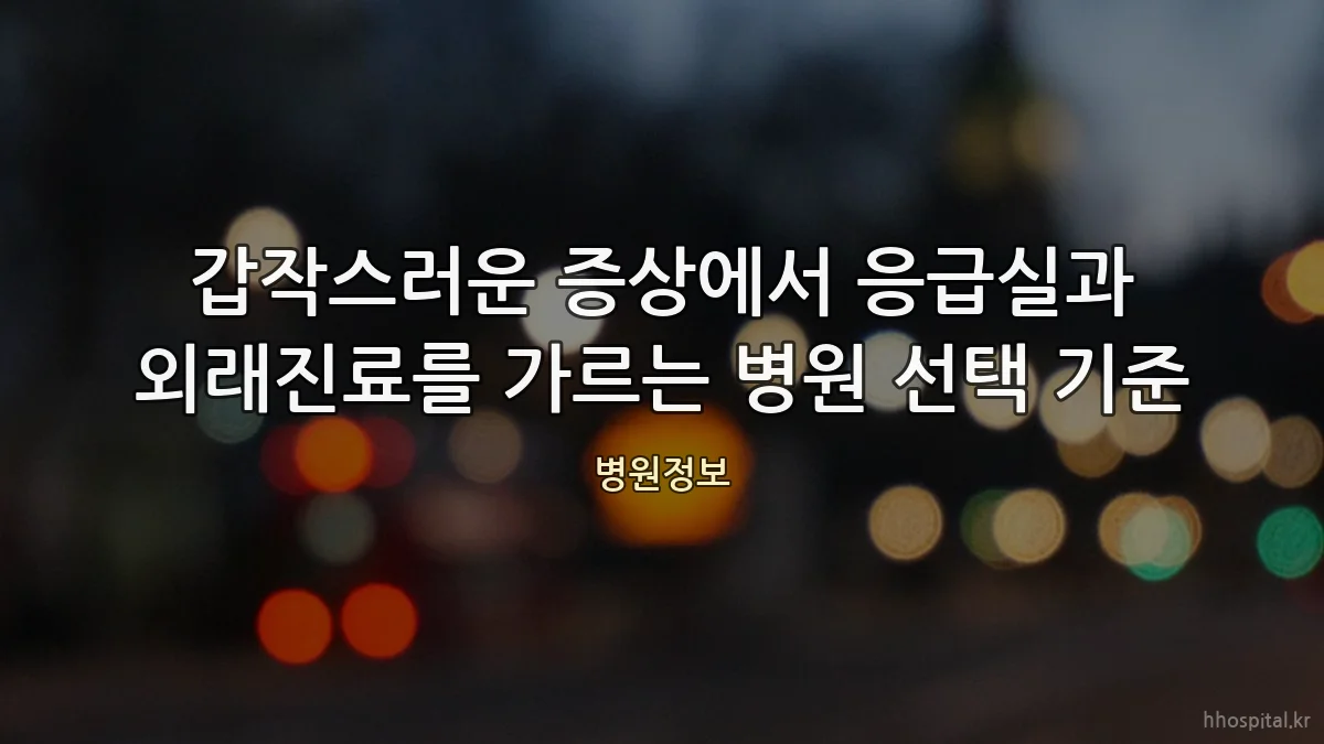 갑작스러운 증상에서 응급실과 외래진료를 가르는 병원 선택 기준