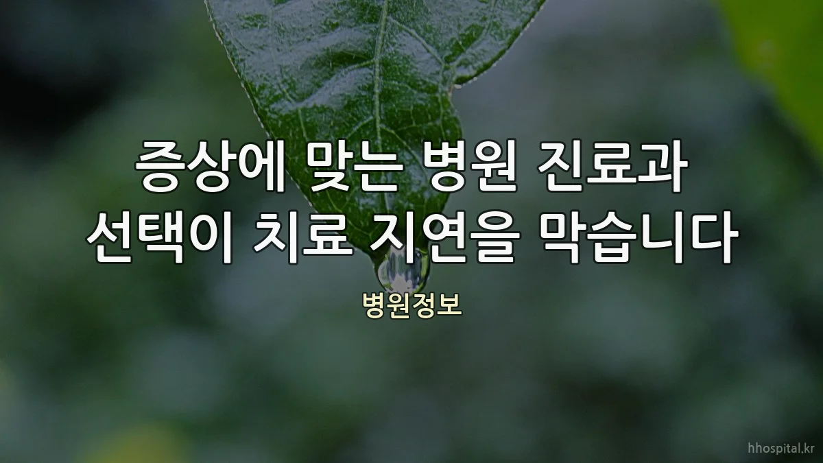 증상에 맞는 병원 진료과 선택이 치료 지연을 막습니다