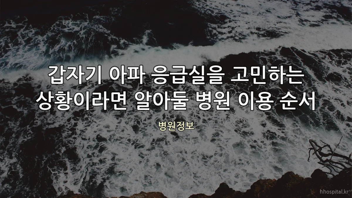 갑자기 아파 응급실을 고민하는 상황이라면 알아둘 병원 이용 순서