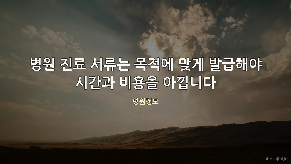 병원 진료 서류는 목적에 맞게 발급해야 시간과 비용을 아낍니다