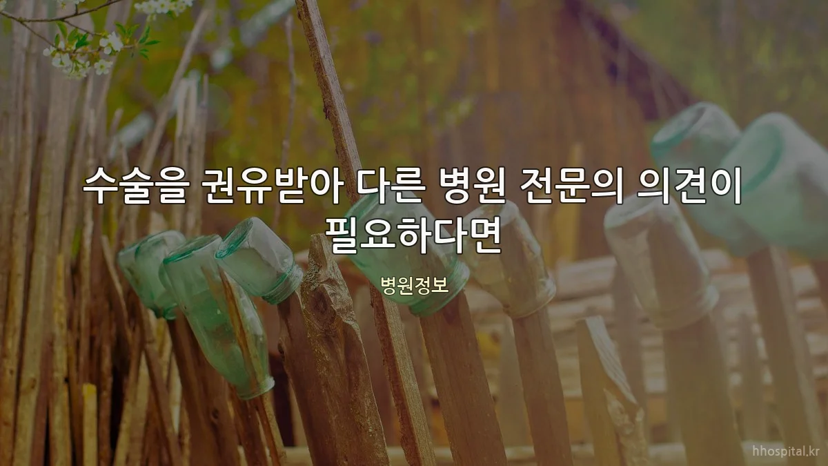 수술을 권유받아 다른 병원 전문의 의견이 필요하다면