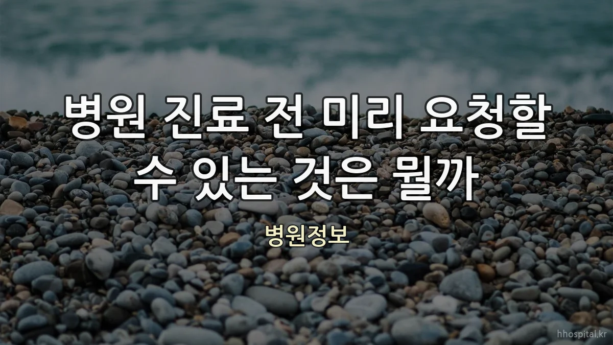 병원 진료 전 미리 요청할 수 있는 것은 뭘까