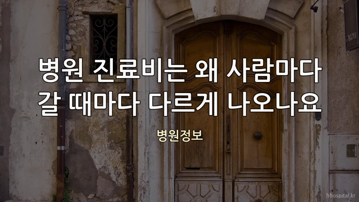 병원 진료비는 왜 사람마다 갈 때마다 다르게 나오나요