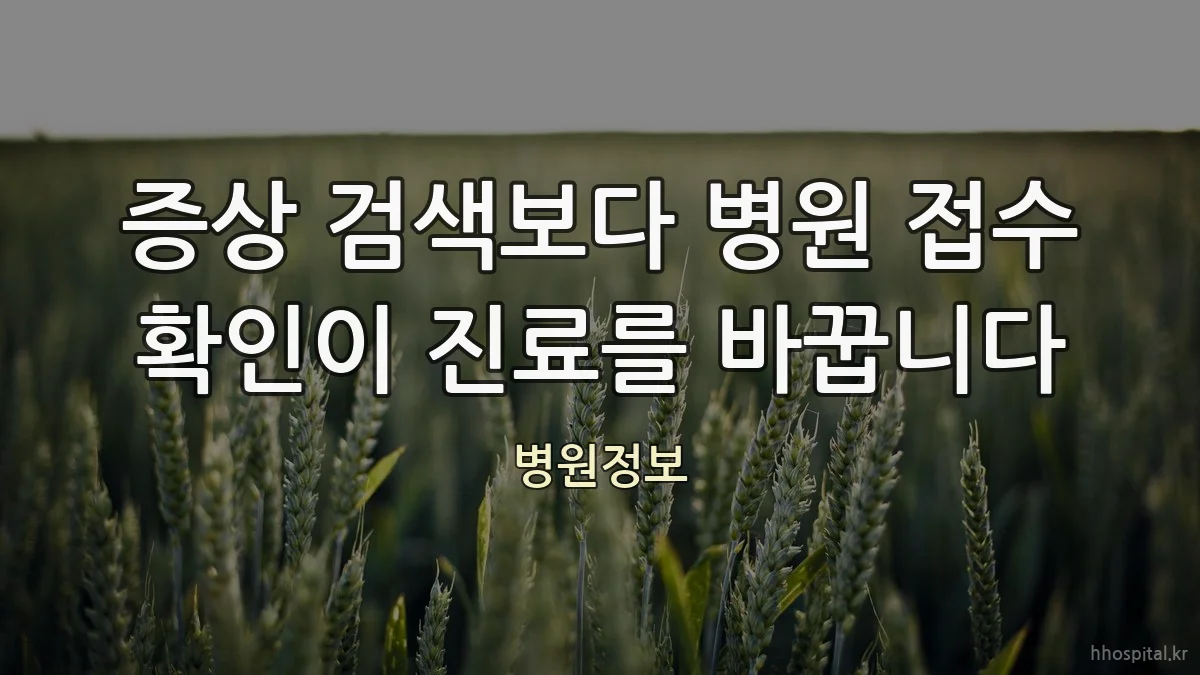 증상 검색보다 병원 접수 확인이 진료를 바꿉니다