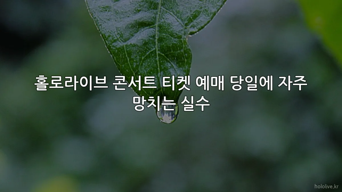 홀로라이브 콘서트 티켓 예매 당일에 자주 망치는 실수