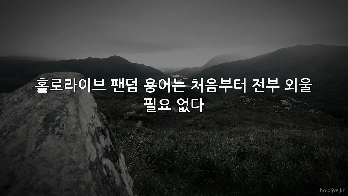 홀로라이브 팬덤 용어는 처음부터 전부 외울 필요 없다