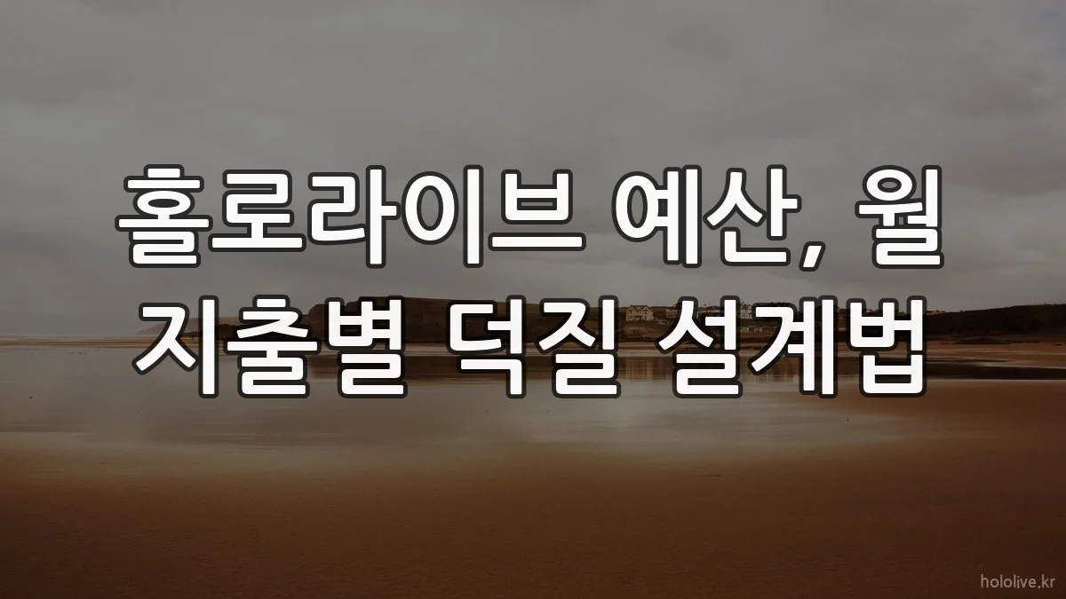 홀로라이브 예산, 월 지출별 덕질 설계법