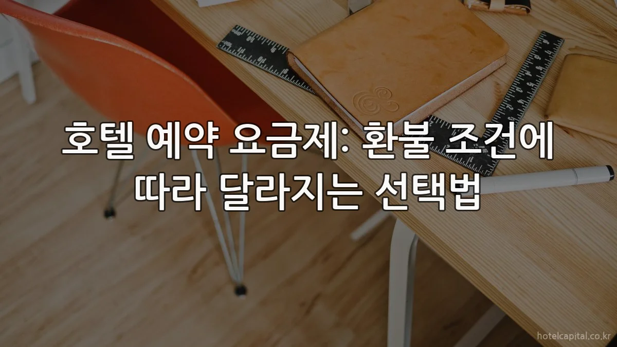 호텔 예약 요금제: 환불 조건에 따라 달라지는 선택법