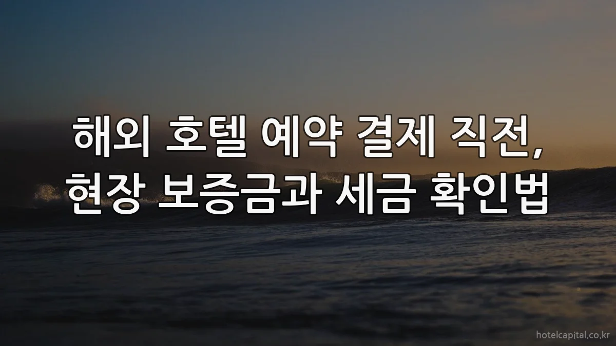 해외 호텔 예약 결제 직전, 현장 보증금과 세금 확인법