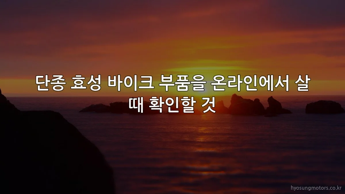 단종 효성 바이크 부품을 온라인에서 살 때 확인할 것