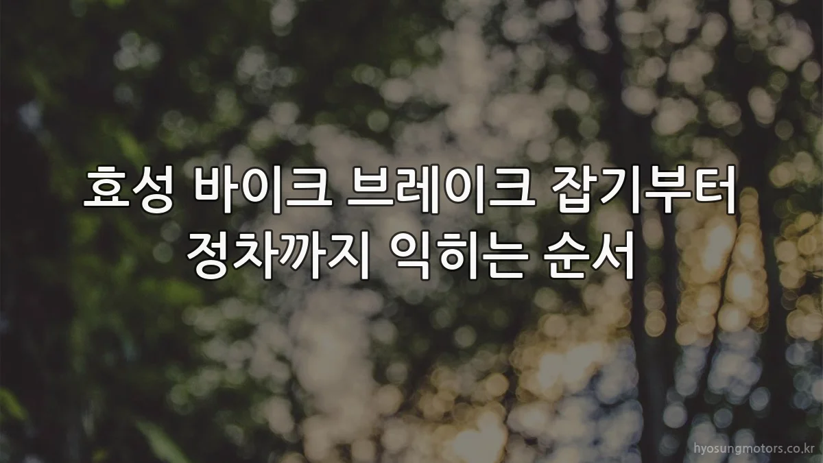 효성 바이크 브레이크 잡기부터 정차까지 익히는 순서