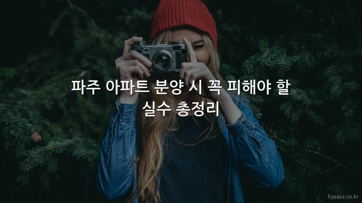 파주 아파트 분양 시 꼭 피해야 할 실수 총정리