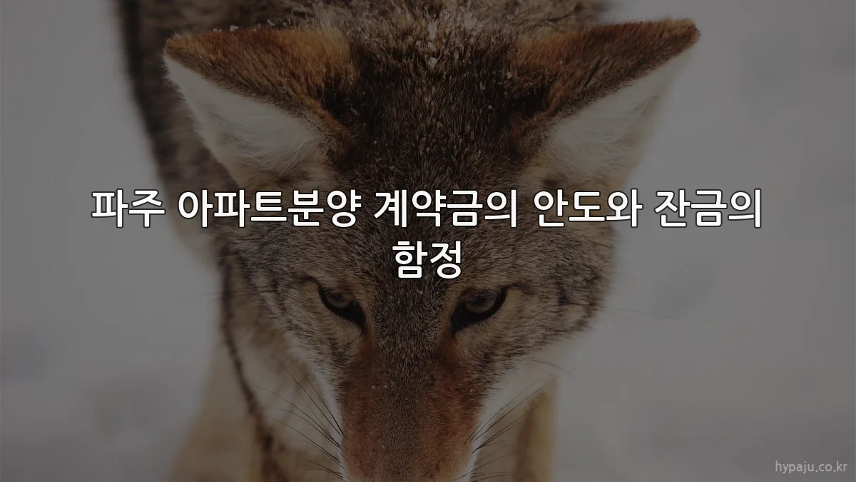 파주 아파트분양 계약금의 안도와 잔금의 함정