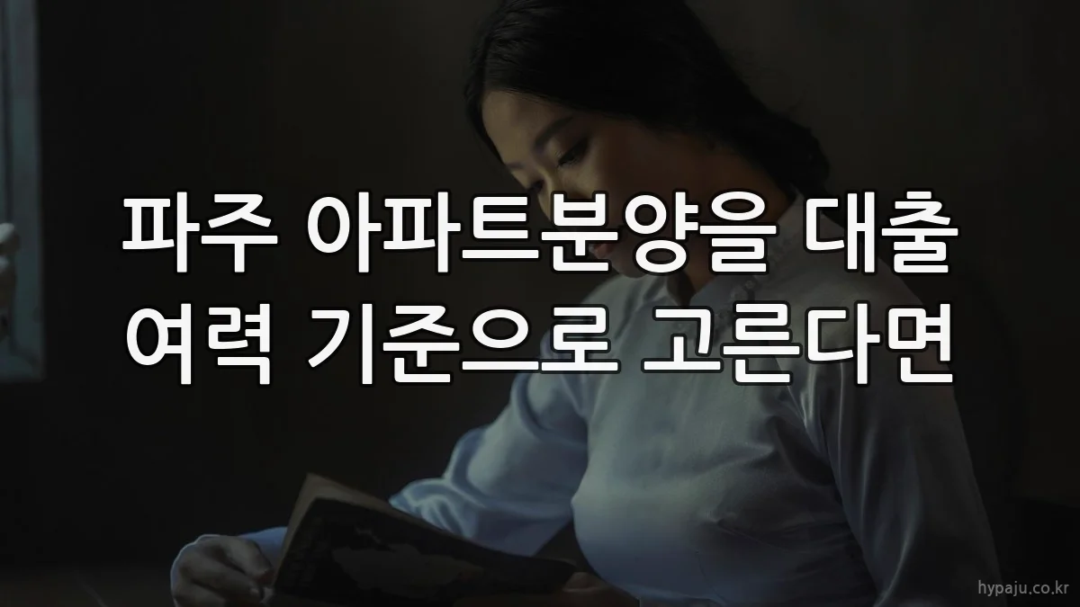 파주 아파트분양을 대출 여력 기준으로 고른다면