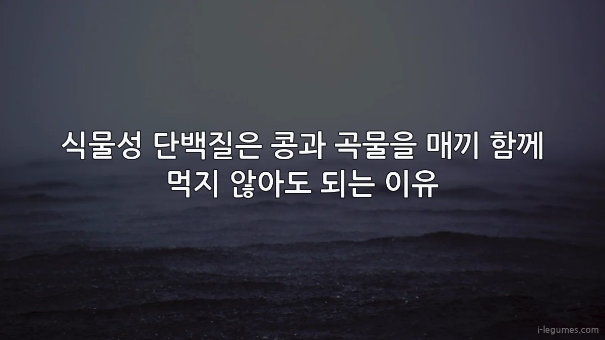 식물성 단백질은 콩과 곡물을 매끼 함께 먹지 않아도 되는 이유