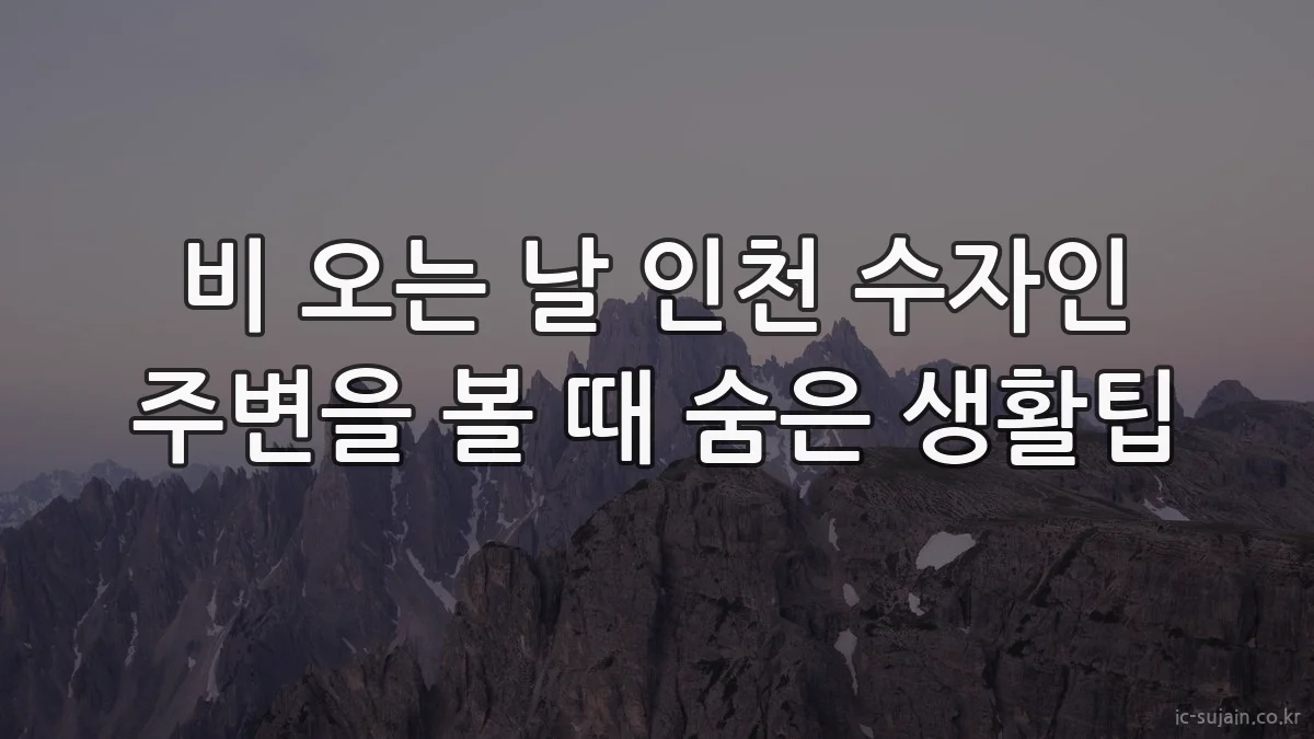 비 오는 날 인천 수자인 주변을 볼 때 숨은 생활팁