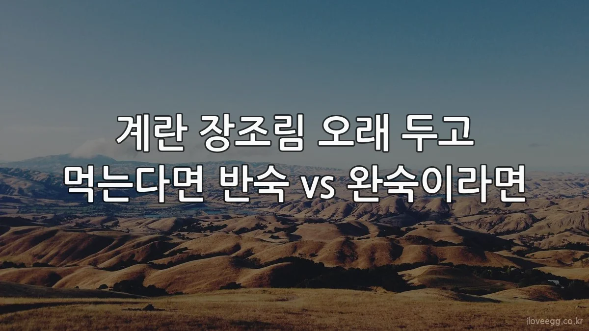 계란 장조림 오래 두고 먹는다면 반숙 vs 완숙이라면