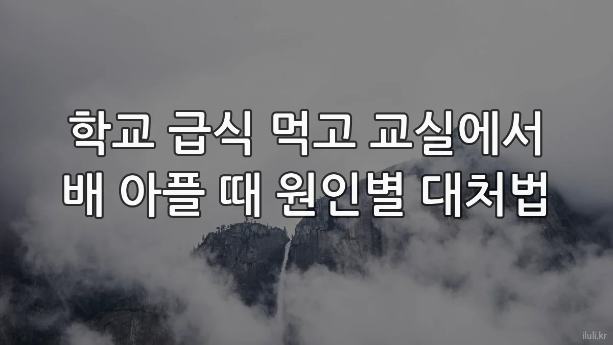 학교 급식 먹고 교실에서 배 아플 때 원인별 대처법