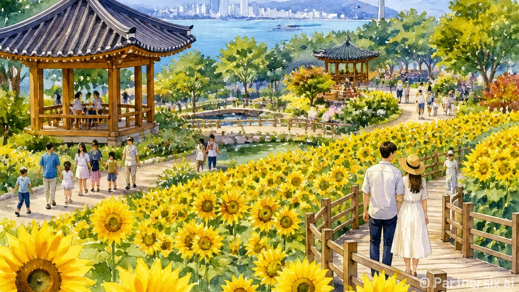 월미공원 전통정원 해바라기 만개