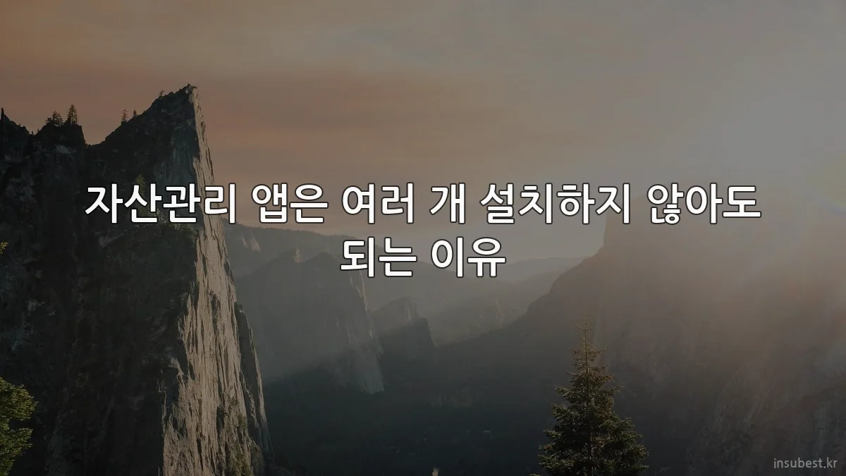 자산관리 앱은 여러 개 설치하지 않아도 되는 이유