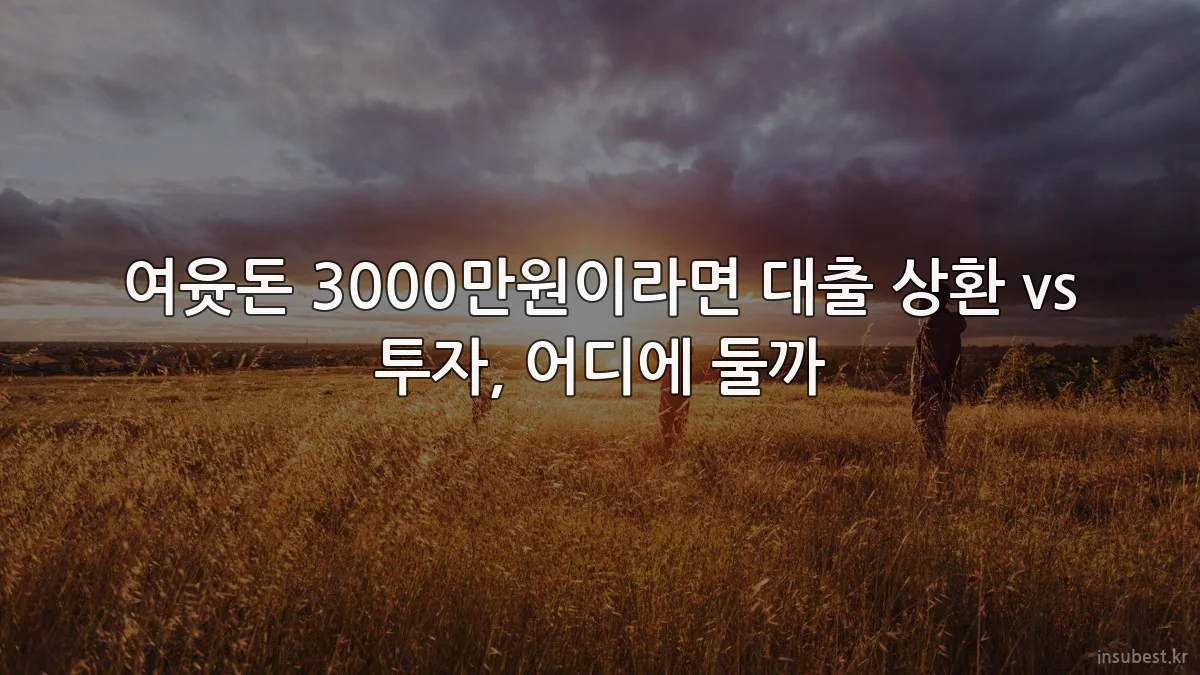 여윳돈 3000만원이라면 대출 상환 vs 투자, 어디에 둘까