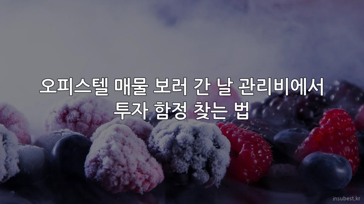 오피스텔 매물 보러 간 날 관리비에서 투자 함정 찾는 법