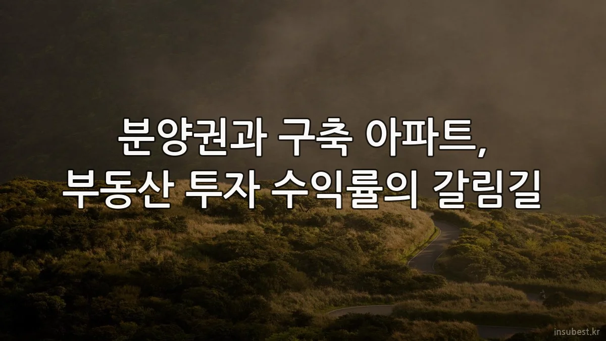 분양권과 구축 아파트, 부동산 투자 수익률의 갈림길