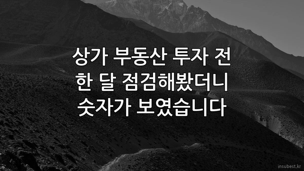 상가 부동산 투자 전 한 달 점검해봤더니 숫자가 보였습니다
