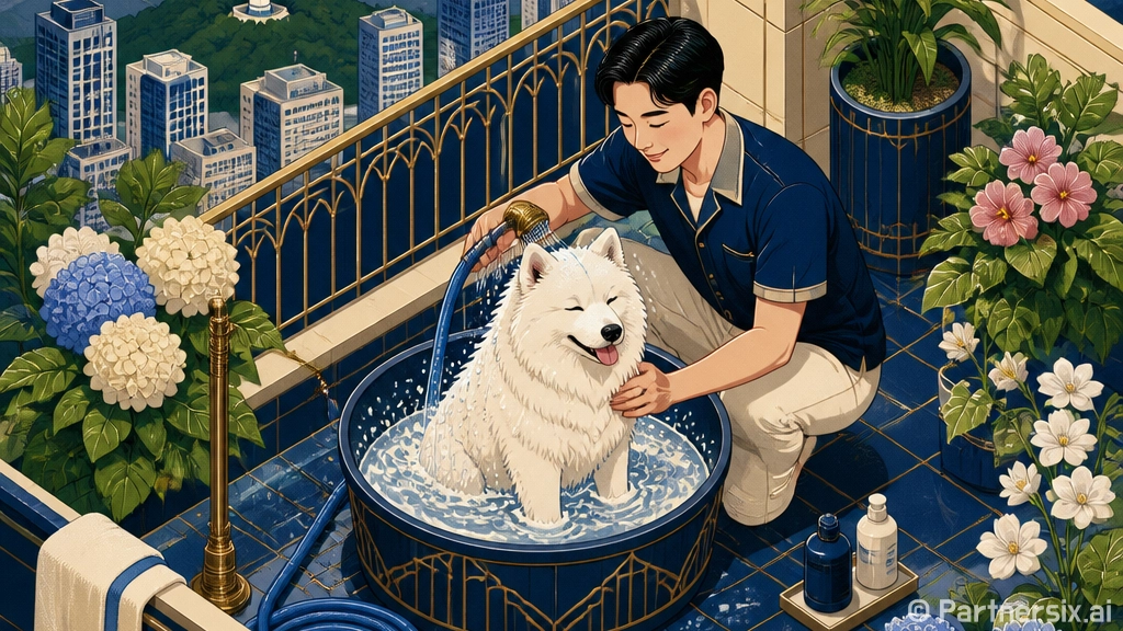 여름철 강아지 목욕…
