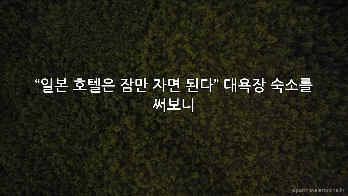 “일본 호텔은 잠만 자면 된다” 대욕장 숙소를 써보니
