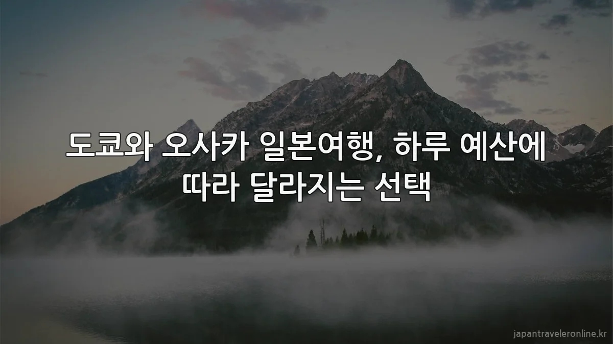 도쿄와 오사카 일본여행, 하루 예산에 따라 달라지는 선택