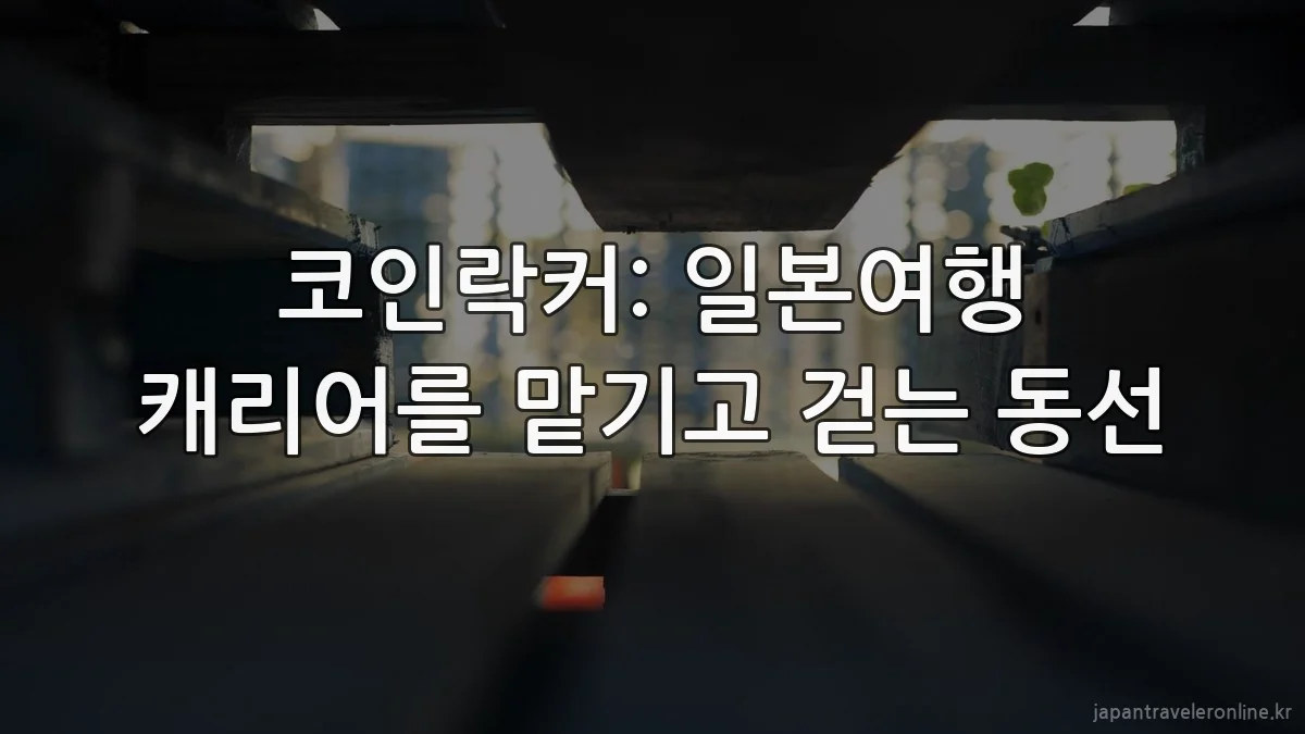 코인락커: 일본여행 캐리어를 맡기고 걷는 동선